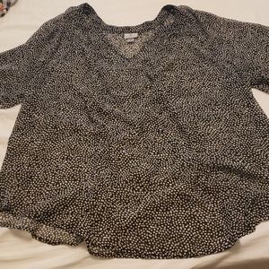 Black and White loose sheer blouse 2x